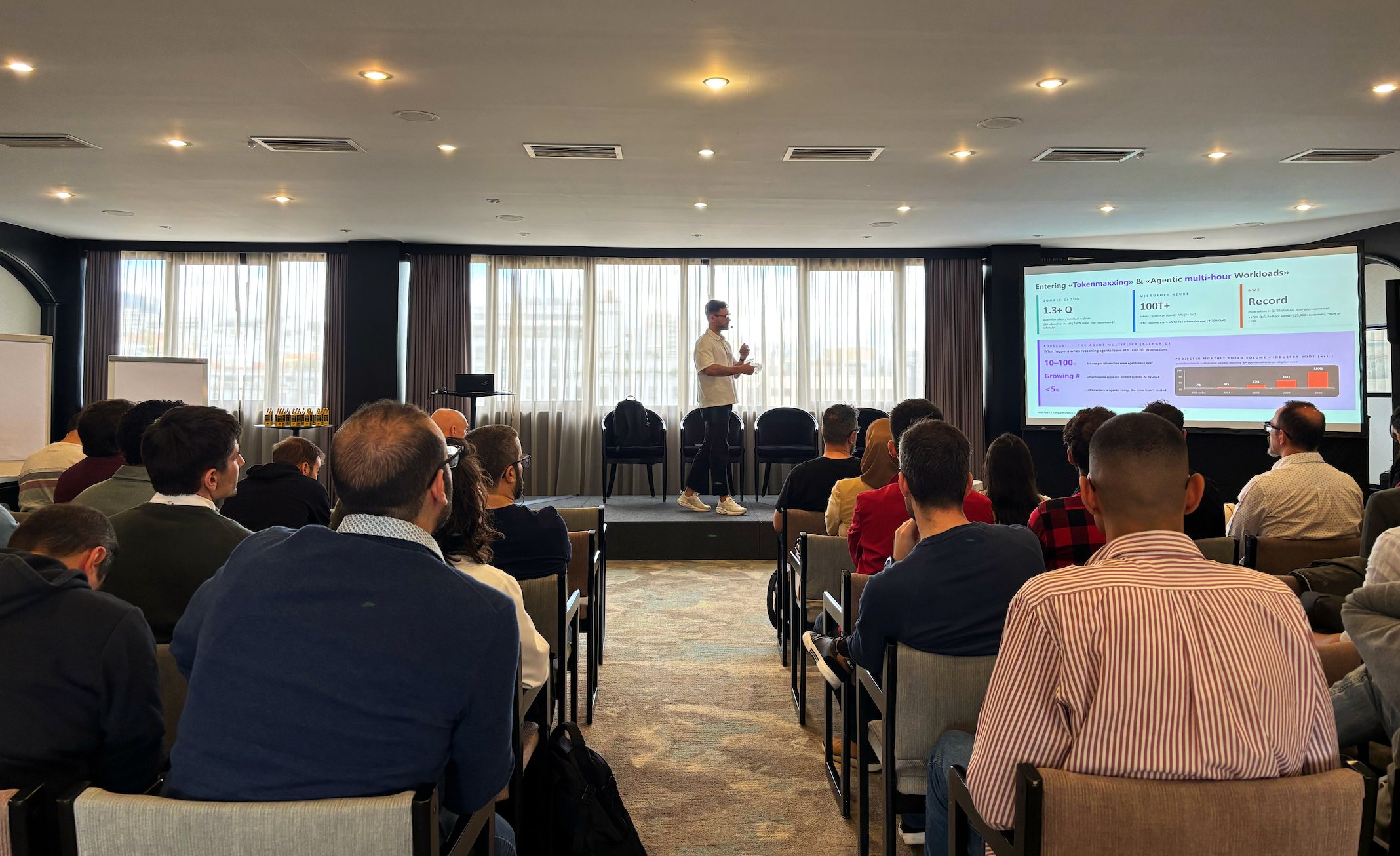 Neuralshape team presenting frontier AI adoption insights at a workshop